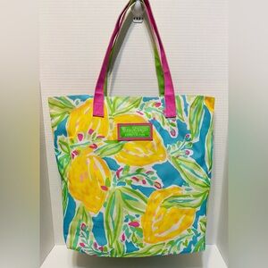 Lilly Pulitzer For Estée Lauder Blue and‎ Pink Tote Canvas Bag